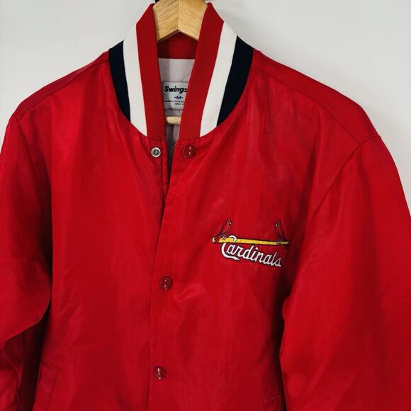 Vintage St Louis Cardinals Satin Bomber Jacket Red Men’s 80’s 90’s MLB Swingster - Picture 3 of 7